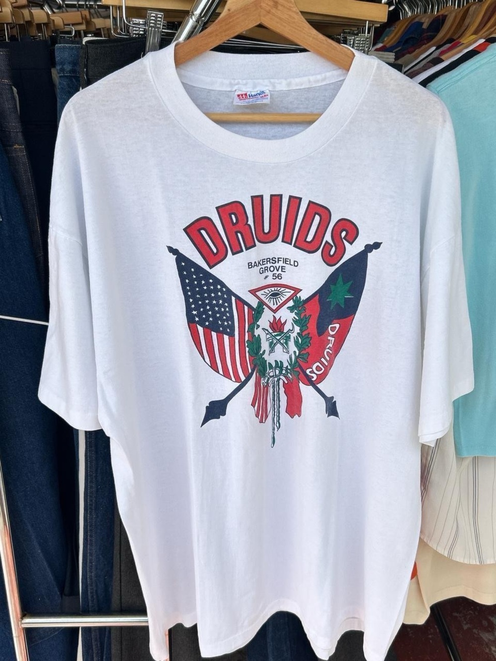 Vintage 90s Hanes Druids Grove 56 T Shirt XXL Bakersfield Fraternal USA